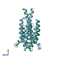 PDB entry 5ps7 coloured by chain, side view.