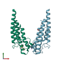 PDB entry 5ps8 coloured by chain, front view.