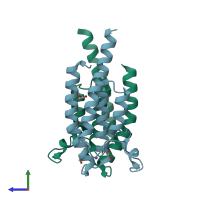 PDB entry 5psi coloured by chain, side view.