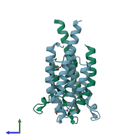 PDB entry 5psl coloured by chain, side view.