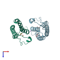 PDB entry 5pt7 coloured by chain, top view.