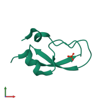 PDB entry 5pti coloured by chain, front view.