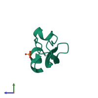 PDB entry 5pti coloured by chain, side view.