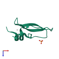 PDB entry 5pti coloured by chain, top view.