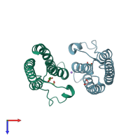 PDB entry 5pu4 coloured by chain, top view.