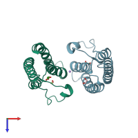 PDB entry 5pui coloured by chain, top view.