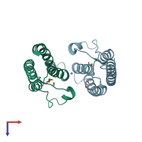 PDB entry 5pum coloured by chain, top view.
