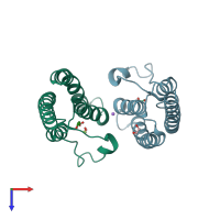 PDB entry 5puu coloured by chain, top view.