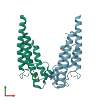 PDB entry 5puz coloured by chain, front view.