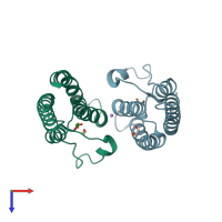 PDB entry 5puz coloured by chain, top view.