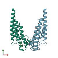 PDB entry 5pvf coloured by chain, front view.