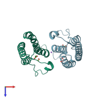 PDB entry 5pvf coloured by chain, top view.