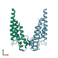 PDB entry 5pvg coloured by chain, front view.