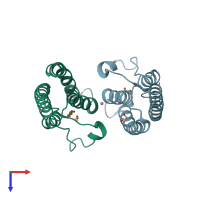 PDB entry 5pvn coloured by chain, top view.