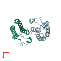 PDB entry 5pvv coloured by chain, top view.