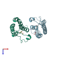 PDB entry 5pw7 coloured by chain, top view.