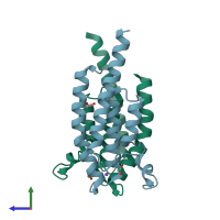 PDB entry 5pw8 coloured by chain, side view.