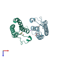 PDB entry 5pw8 coloured by chain, top view.