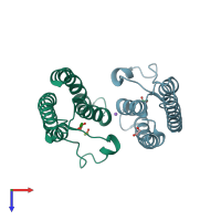 PDB entry 5pw9 coloured by chain, top view.