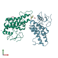 PDB entry 5pwe coloured by chain, front view.