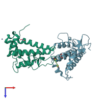 PDB entry 5pwe coloured by chain, top view.