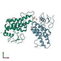 PDB entry 5pwj coloured by chain, front view.
