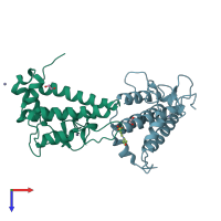 PDB entry 5pwj coloured by chain, top view.