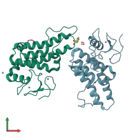 PDB entry 5pwr coloured by chain, front view.