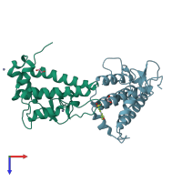 PDB entry 5pws coloured by chain, top view.