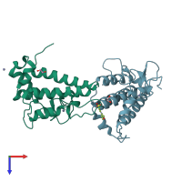 PDB entry 5pwv coloured by chain, top view.