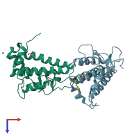 PDB entry 5pwx coloured by chain, top view.