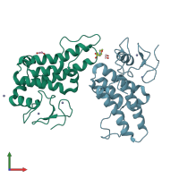 PDB entry 5px9 coloured by chain, front view.