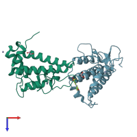 PDB entry 5pxs coloured by chain, top view.