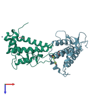 PDB entry 5pyc coloured by chain, top view.
