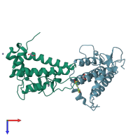 PDB entry 5pyl coloured by chain, top view.