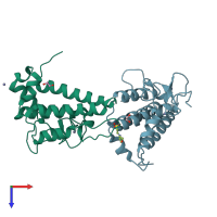 PDB entry 5pyv coloured by chain, top view.