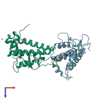PDB entry 5pz1 coloured by chain, top view.