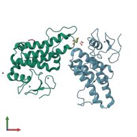 PDB entry 5pz3 coloured by chain, front view.