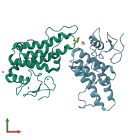 PDB entry 5pz8 coloured by chain, front view.