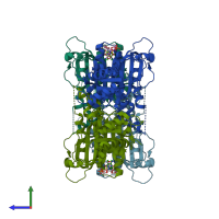 PDB entry 5pzw coloured by chain, side view.