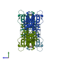 PDB entry 5q02 coloured by chain, side view.