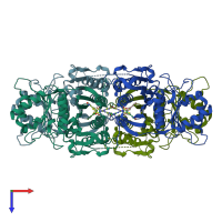 PDB entry 5q02 coloured by chain, top view.