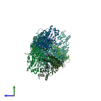 PDB entry 5q03 coloured by chain, side view.