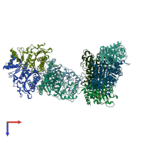 PDB 5q05 coloured by chain and viewed from the top.