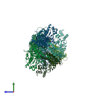 PDB entry 5q08 coloured by chain, side view.