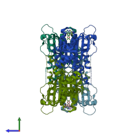 PDB entry 5q0a coloured by chain, side view.