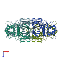 PDB entry 5q0a coloured by chain, top view.