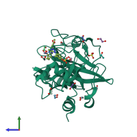 PDB entry 5q0d coloured by chain, side view.