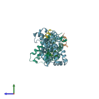 PDB entry 5q0j coloured by chain, side view.