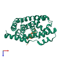 PDB entry 5q0k coloured by chain, top view.